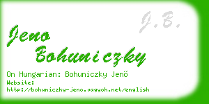 jeno bohuniczky business card